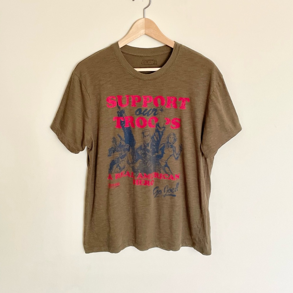 GI Joe Support Our Troops Graphic Olive T Shirt Adult size Large